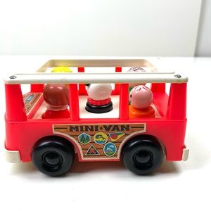 Vintage 1969 Fisher Price Mini Bus Play Set with 5 People